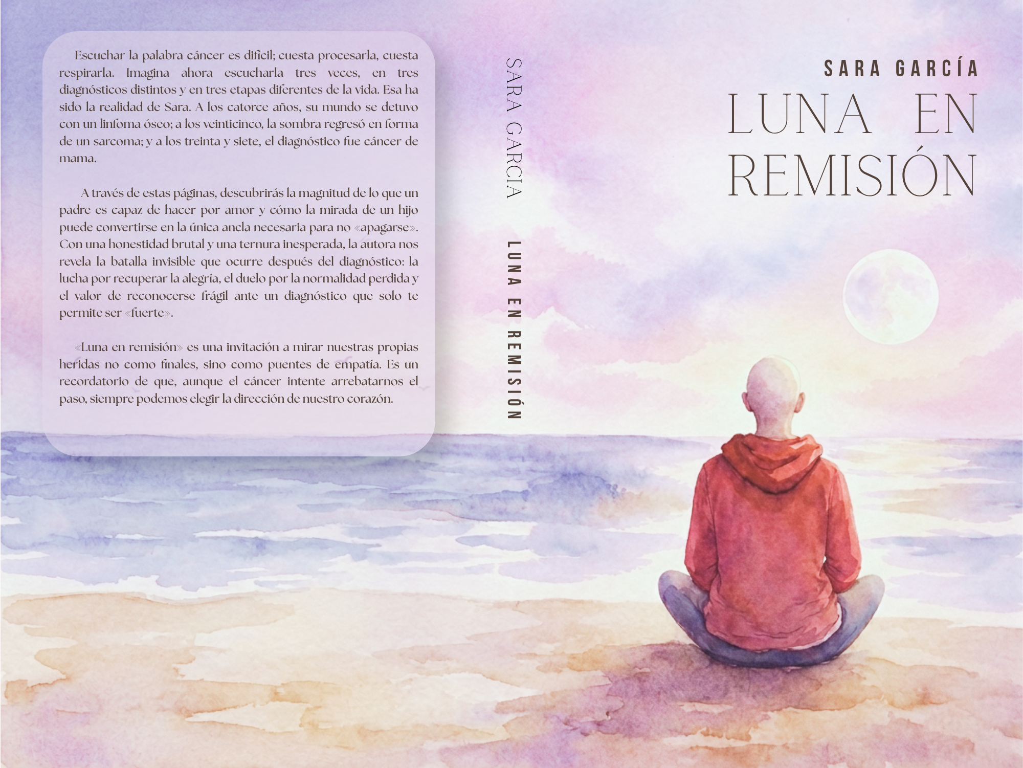 Portada del libro Luna en Remisión de Sara García — testimonio sobre cáncer, linfoma óseo, sarcoma y cáncer de mama